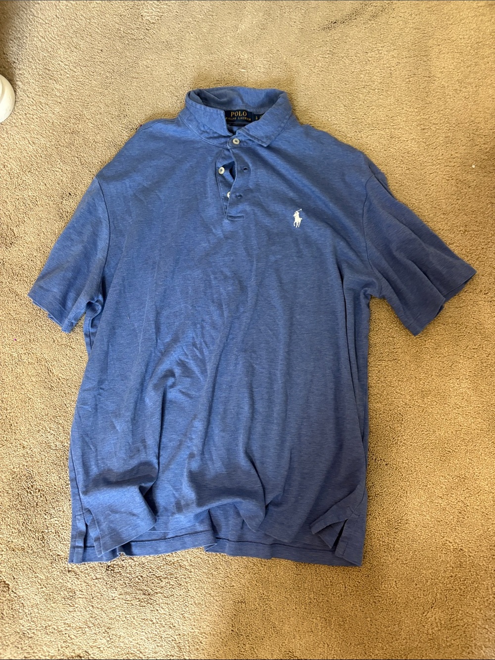 Polo by Ralph Lauren Men's Heathered Blue Short-Sleeve Polo